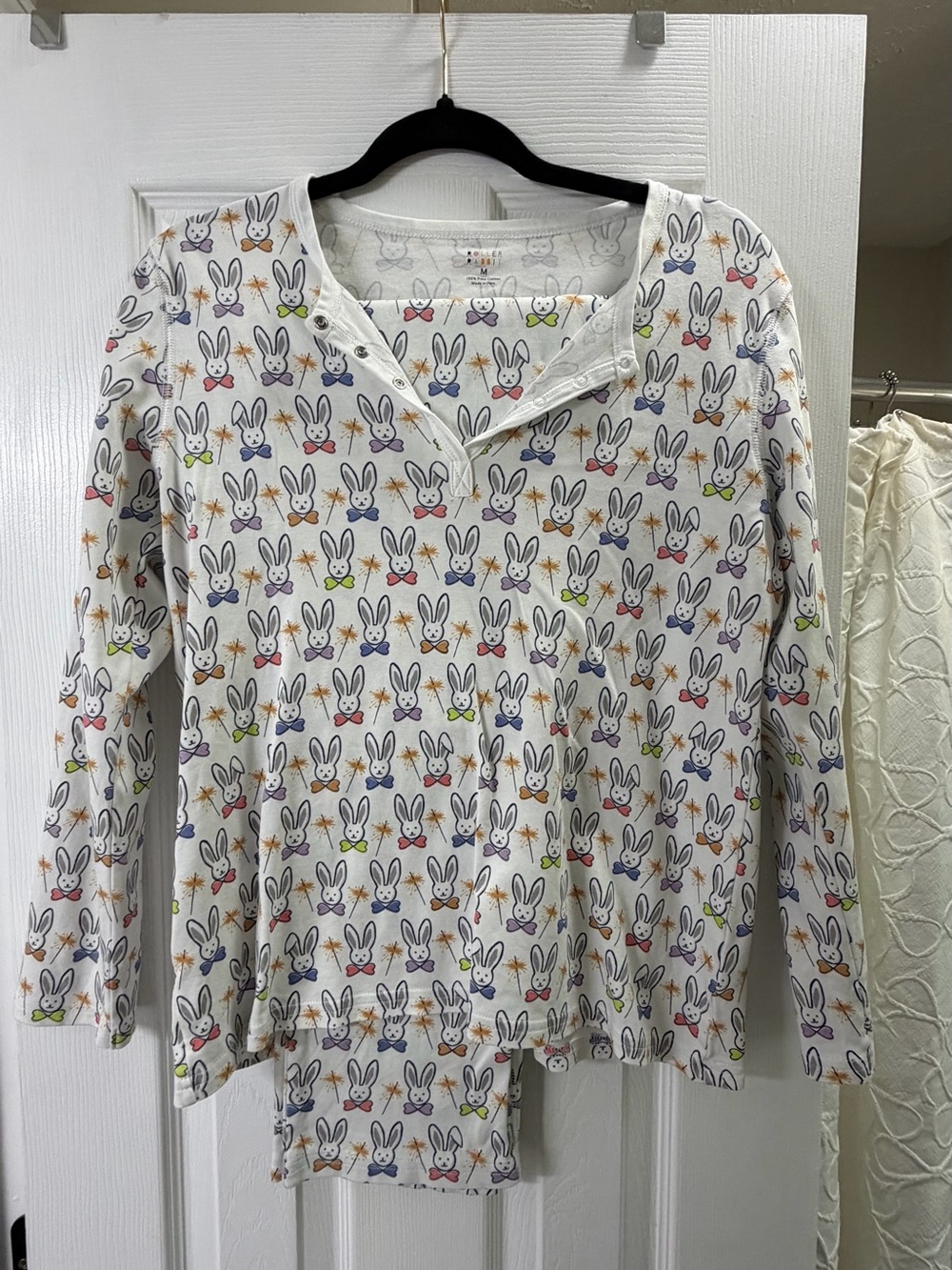 Roller Rabbit White Bunny Print Long-Sleeve Top
